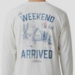 Chubbies Large White Long Sleeve Pocket Tee The Weekend Has Arrived Shirt
